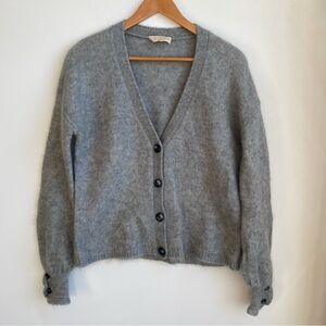 Sezane Mia Mohair Jumper Deep V Neck Cardigan Sweater Balloon Sleeve Women’s S